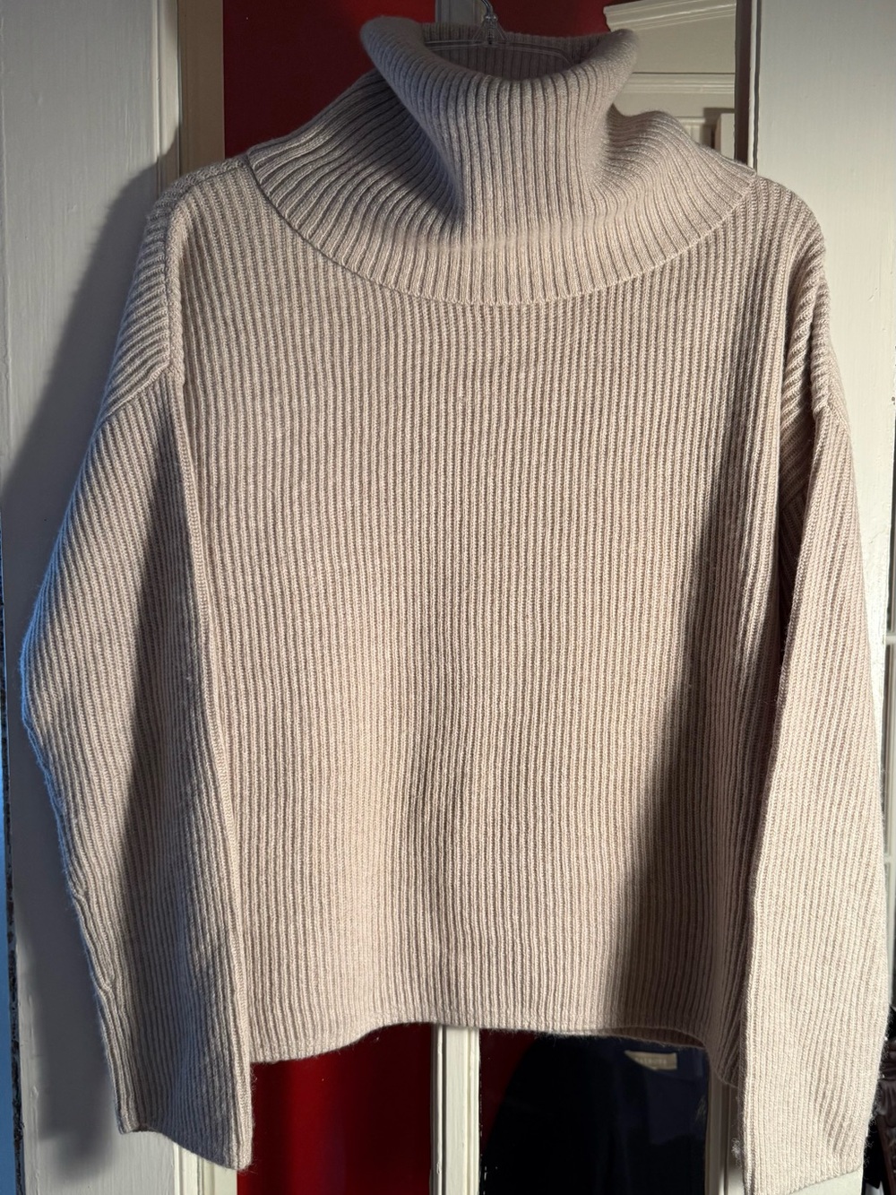 Banana Republic Cashmere Ribbed Turtleneck Sweater in Light Taupe